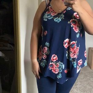Navy floral blouse